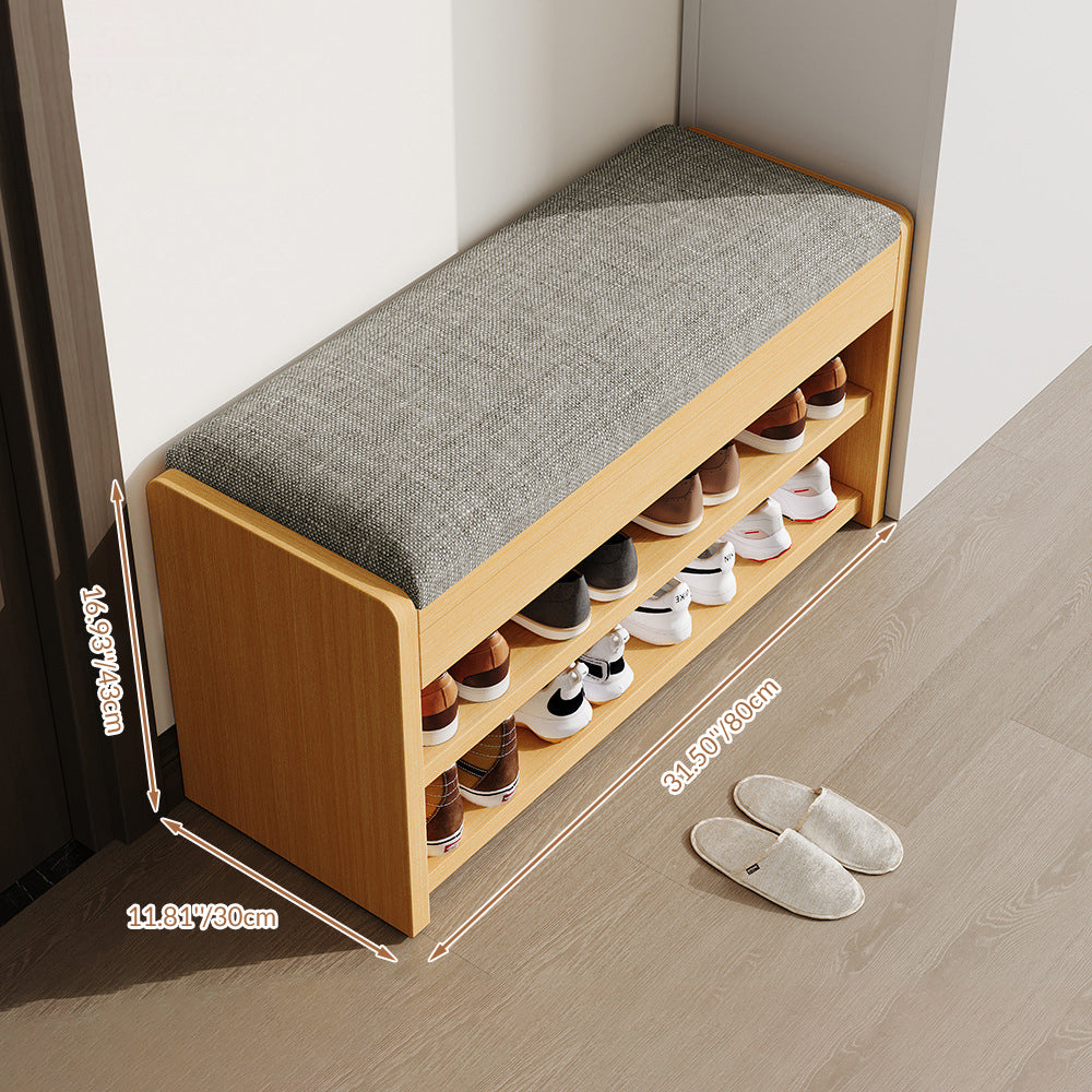 Flip Top Shoe Storage Bench 2–3 Tier Linen Cushion Solid Wood
