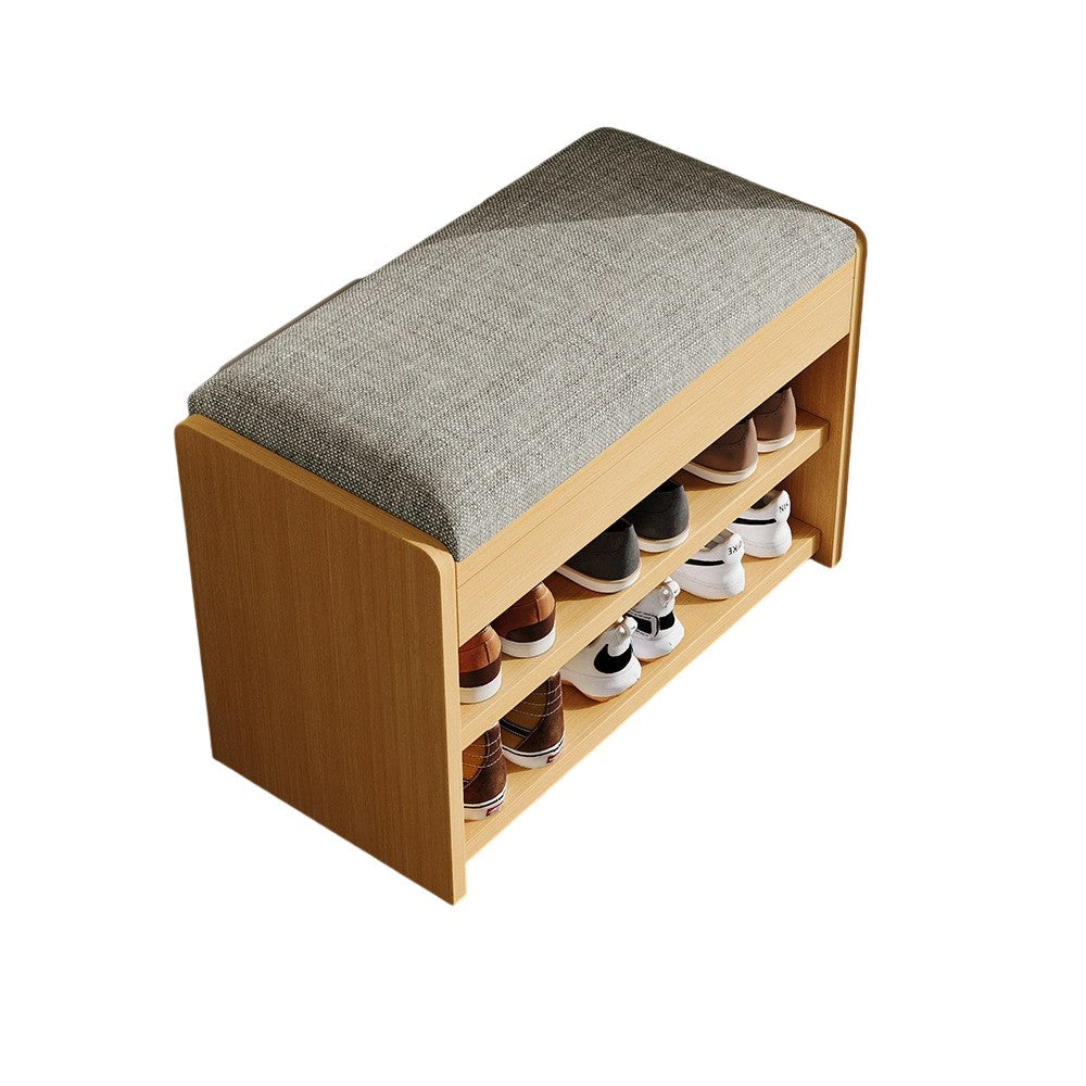 Flip Top Shoe Storage Bench 2–3 Tier Linen Cushion Solid Wood