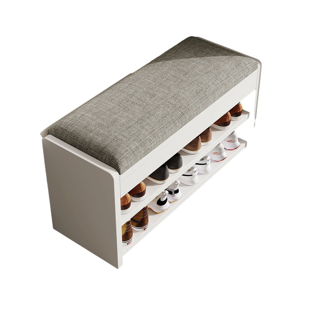 Flip Top Shoe Storage Bench 2–3 Tier Linen Cushion Solid Wood