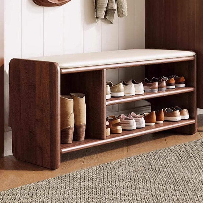 Upholstered Solid Wood Shoe Bench – 2 Tier Entryway