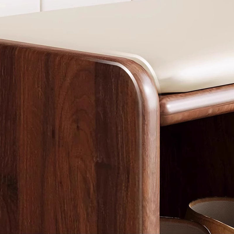 Upholstered Solid Wood Shoe Bench – 2 Tier Entryway