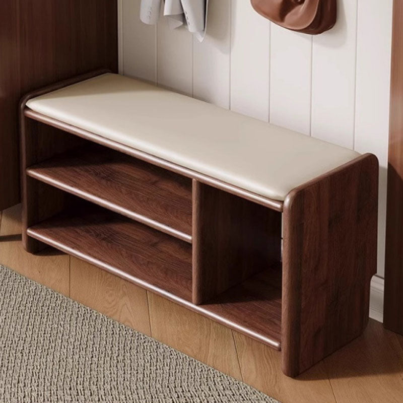 Upholstered Solid Wood Shoe Bench – 2 Tier Entryway