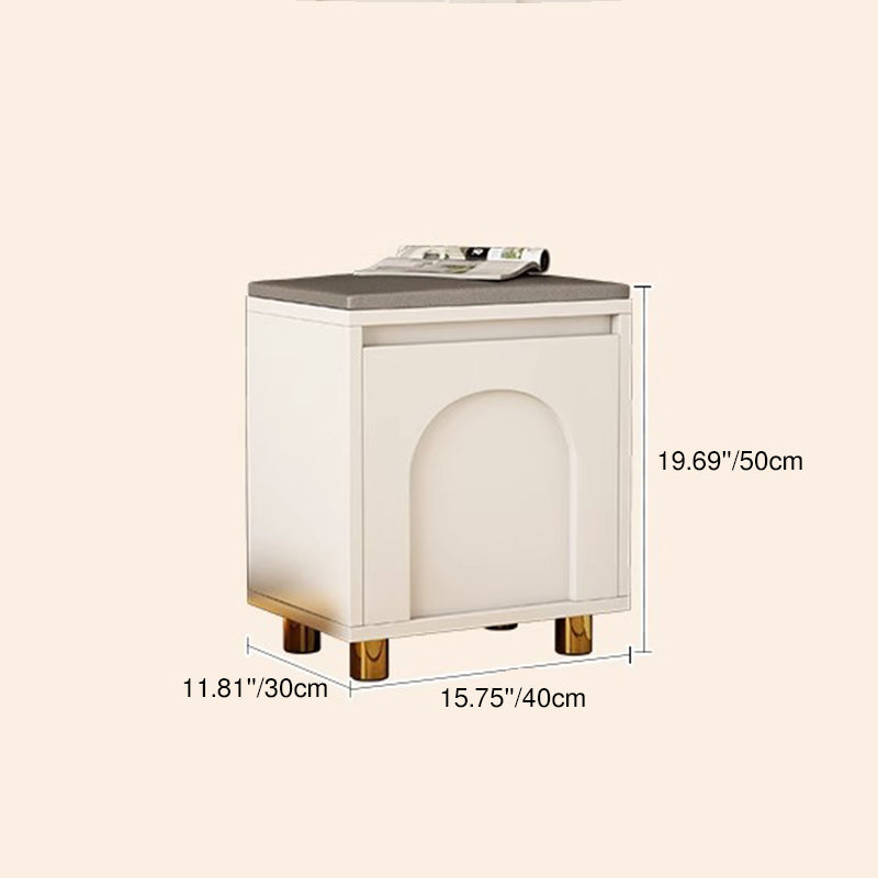 Nordic Upholstered Shoe Bench – Faux Leather Hallway Storage