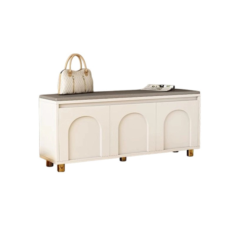 Nordic Upholstered Shoe Bench – Faux Leather Hallway Storage