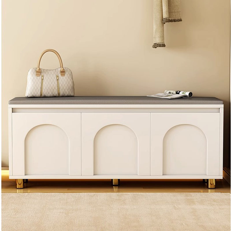Nordic Upholstered Shoe Bench – Faux Leather Hallway Storage
