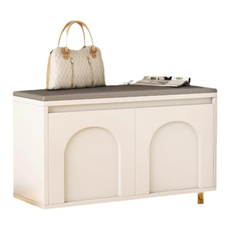 Nordic Upholstered Shoe Bench – Faux Leather Hallway Storage