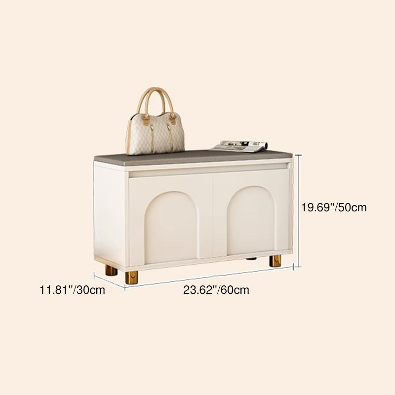 Nordic Upholstered Shoe Bench – Faux Leather Hallway Storage