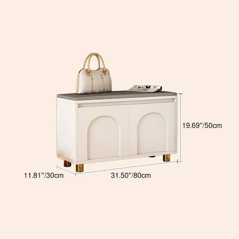 Nordic Upholstered Shoe Bench – Faux Leather Hallway Storage