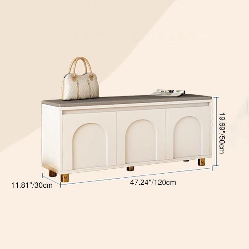 Nordic Upholstered Shoe Bench – Faux Leather Hallway Storage