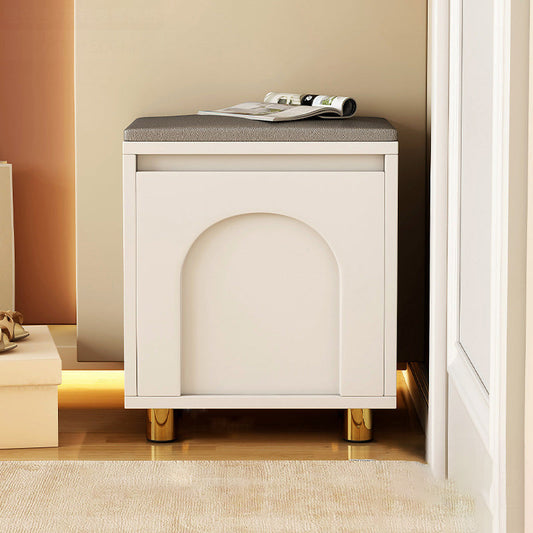 Nordic Upholstered Shoe Bench – Faux Leather Hallway Storage