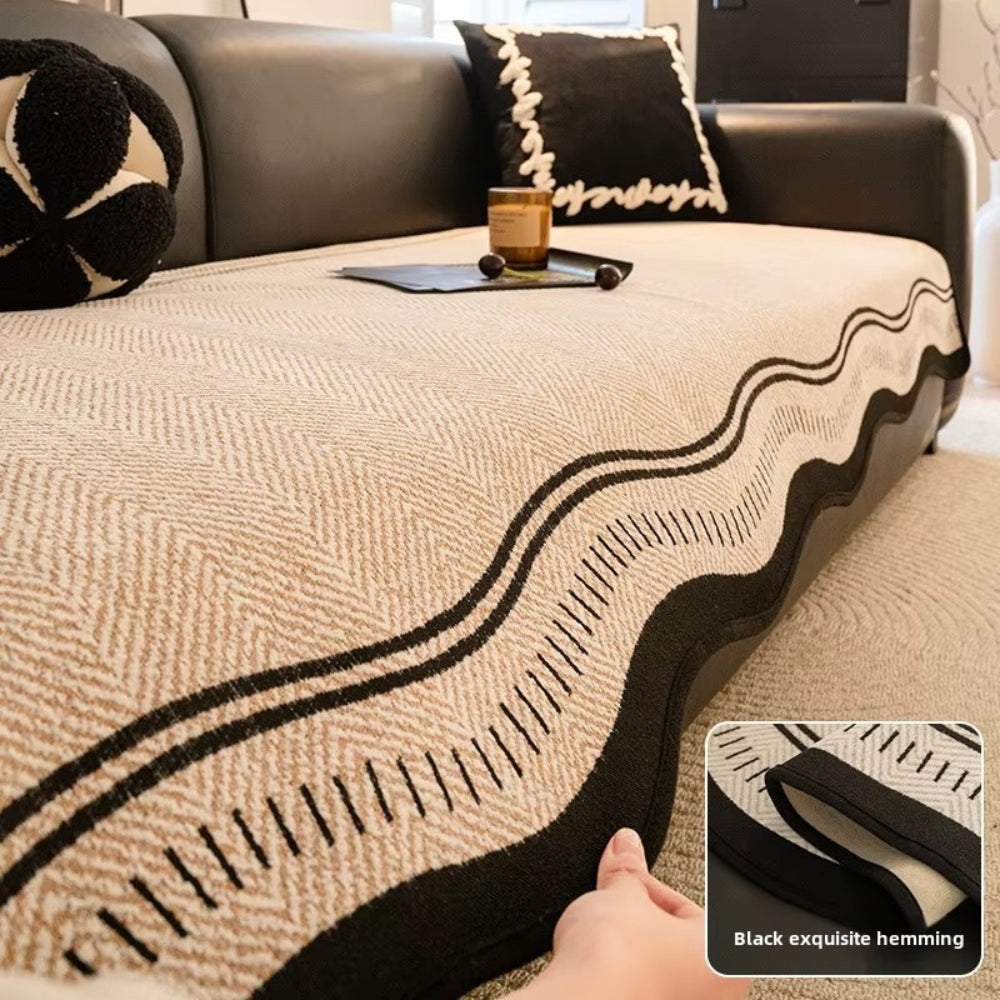 Woven Tassel Couch Cover | Modern Wave Sofa Bedding