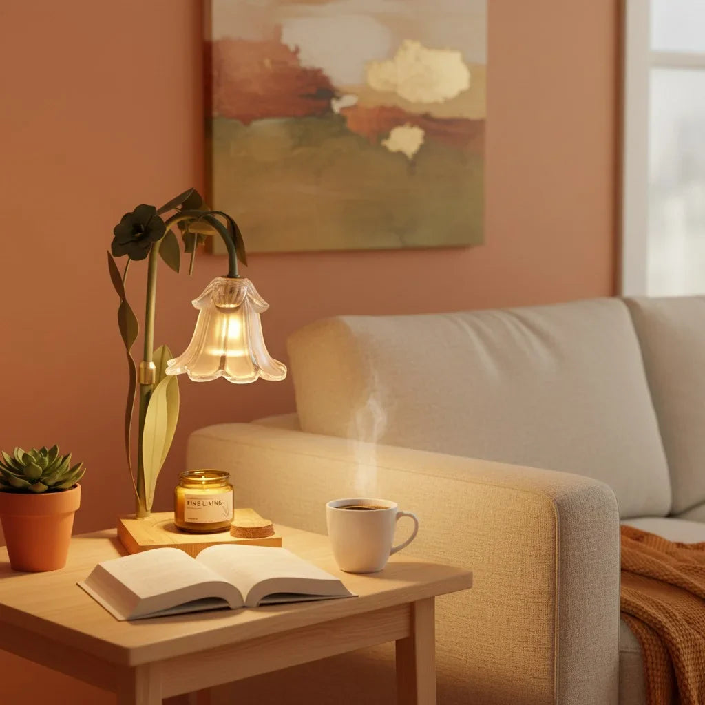 Dimmable Flower Shade Candle Warmer Lamp