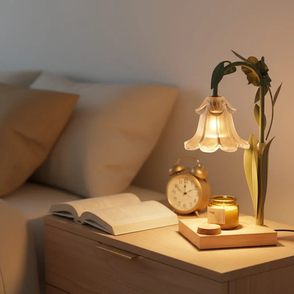 Dimmable Flower Shade Candle Warmer Lamp
