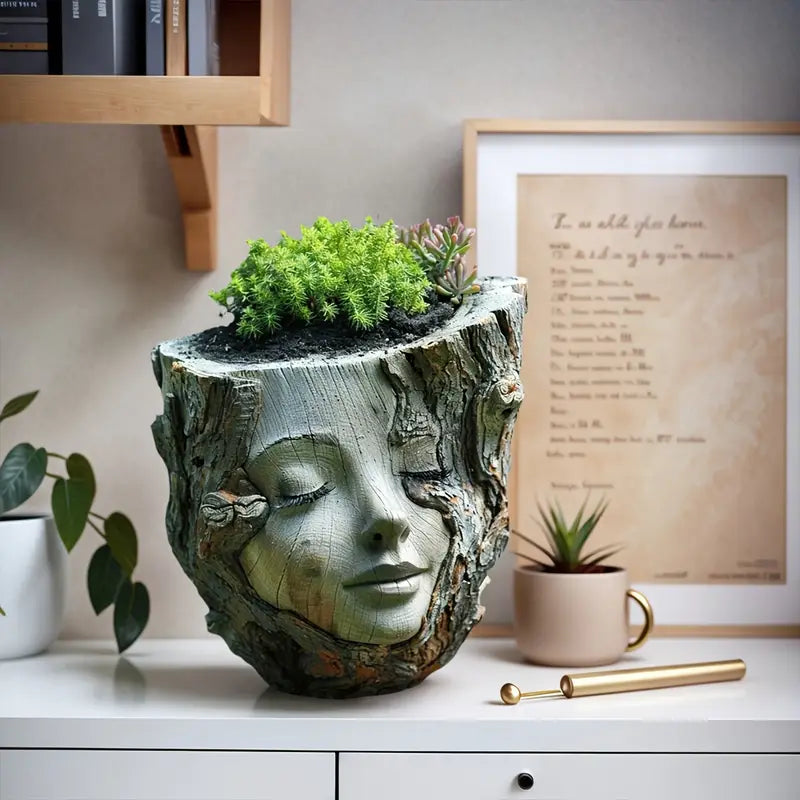 Serene Face Ceramic Planter Pot