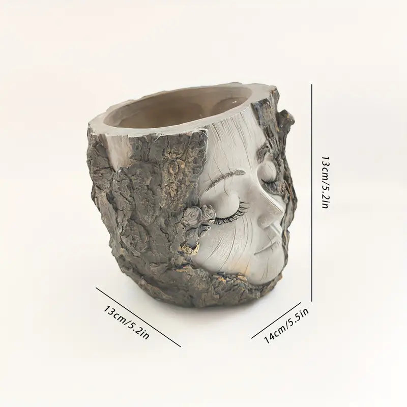 Serene Face Ceramic Planter Pot