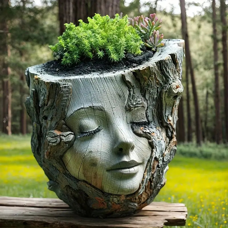 Serene Face Ceramic Planter Pot