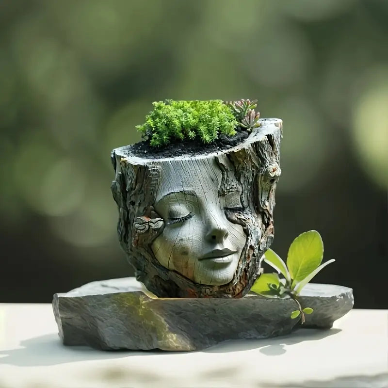 Serene Face Ceramic Planter Pot