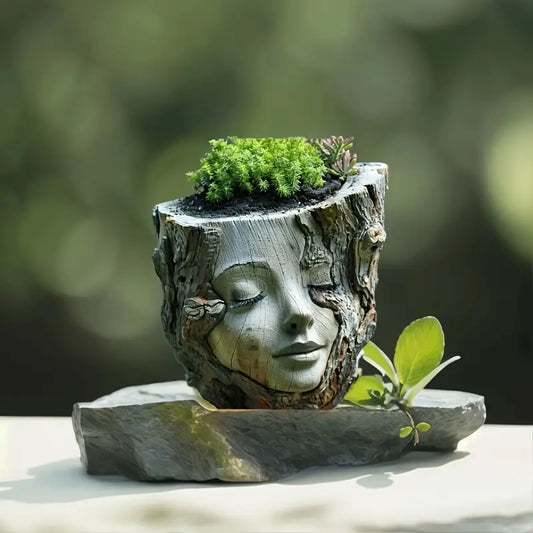 Serene Face Ceramic Planter Pot