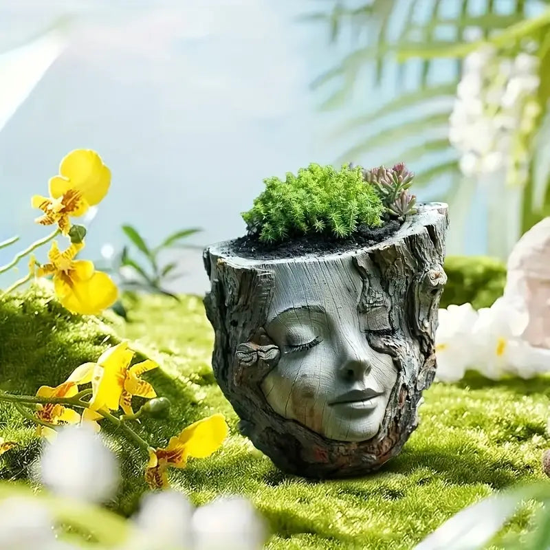 Serene Face Ceramic Planter Pot