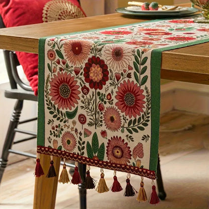 Floral Table Runner | Pattern with Tassels