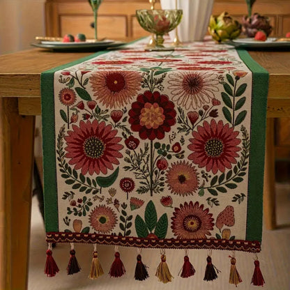 Floral Table Runner | Pattern with Tassels