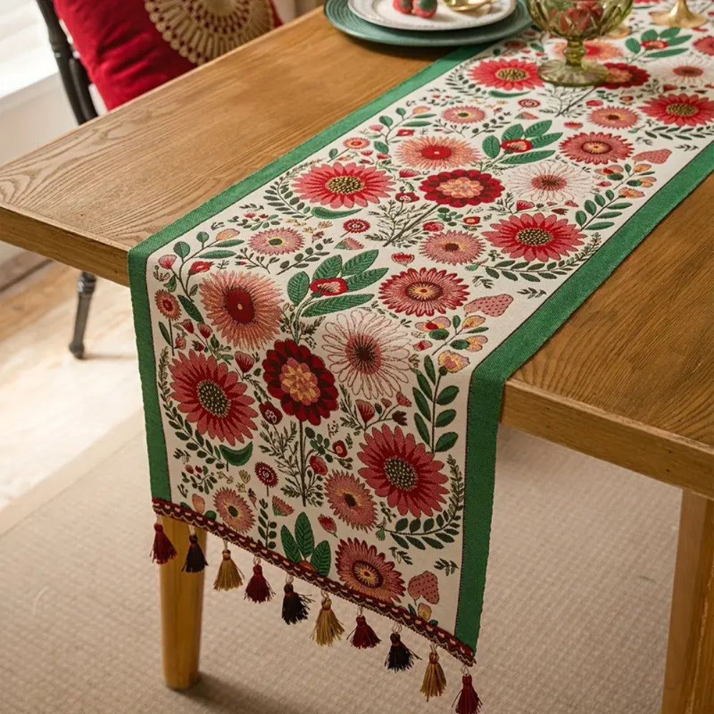 Floral Table Runner | Pattern with Tassels