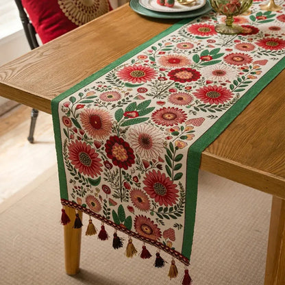 Floral Table Runner | Pattern with Tassels