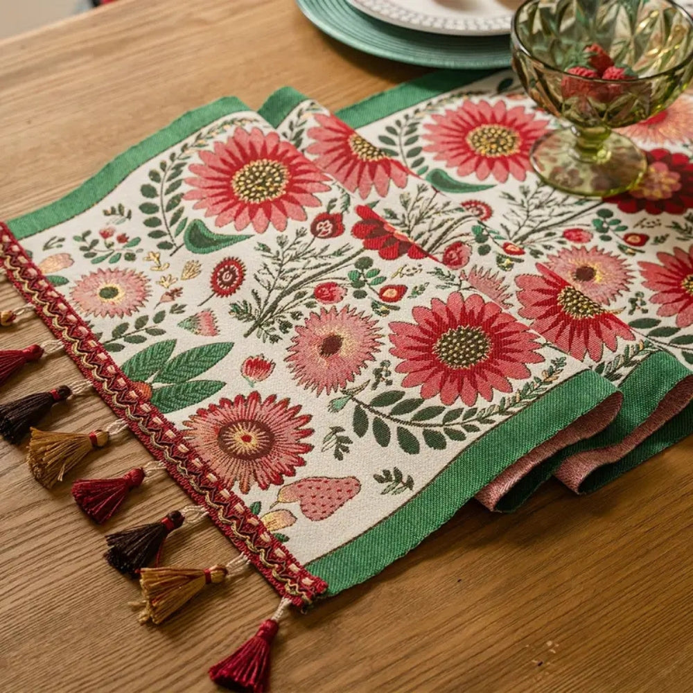 Floral Table Runner | Pattern with Tassels
