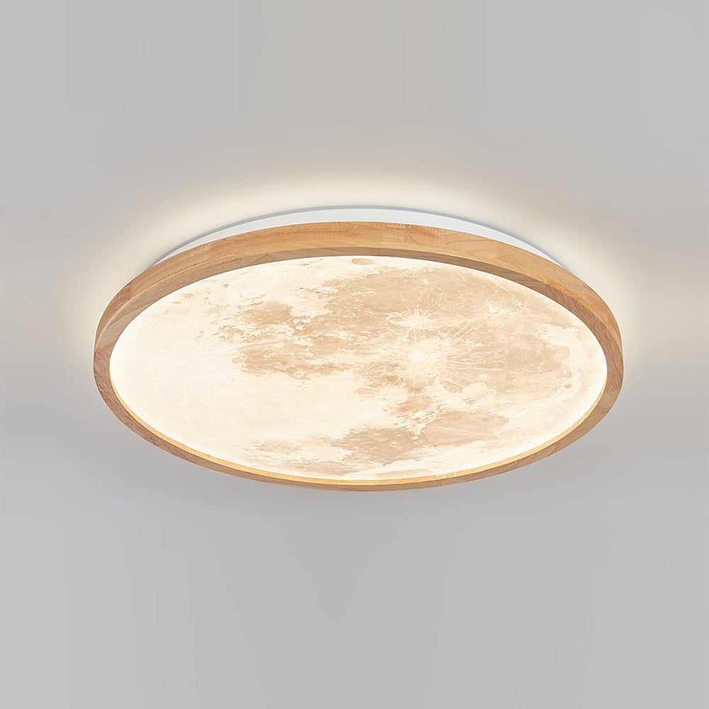 Wood Trim Round Ceiling Light