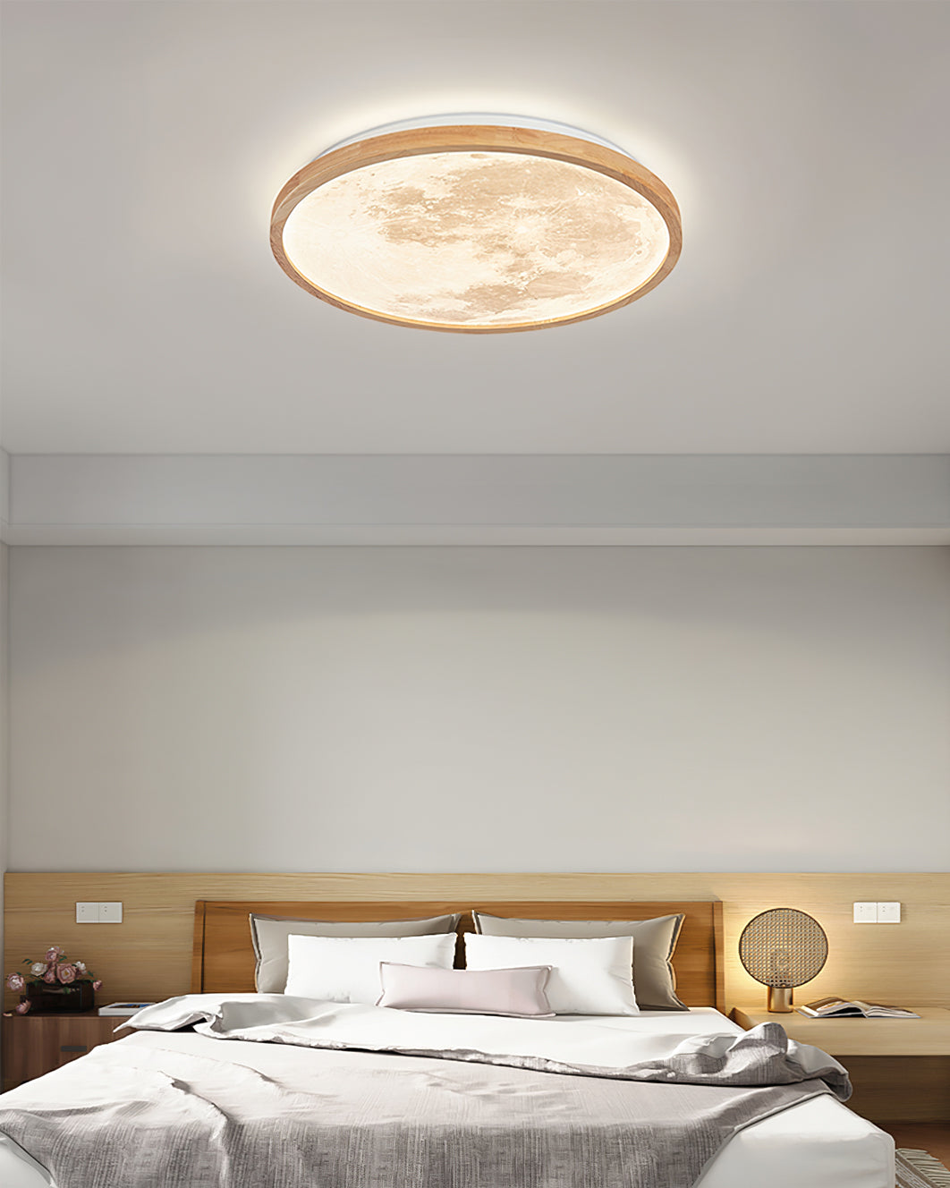 Wood Trim Round Ceiling Light