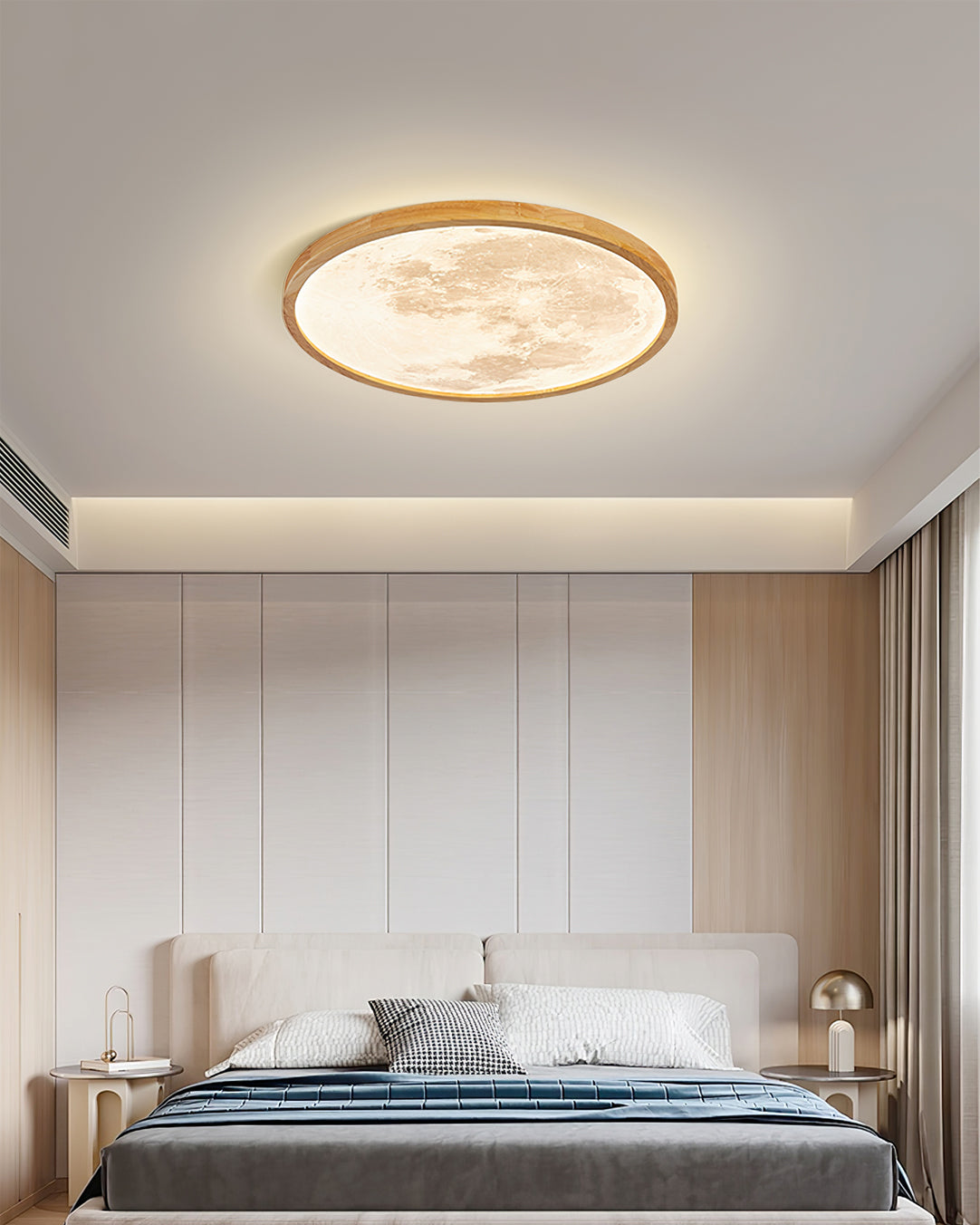 Wood Trim Round Ceiling Light