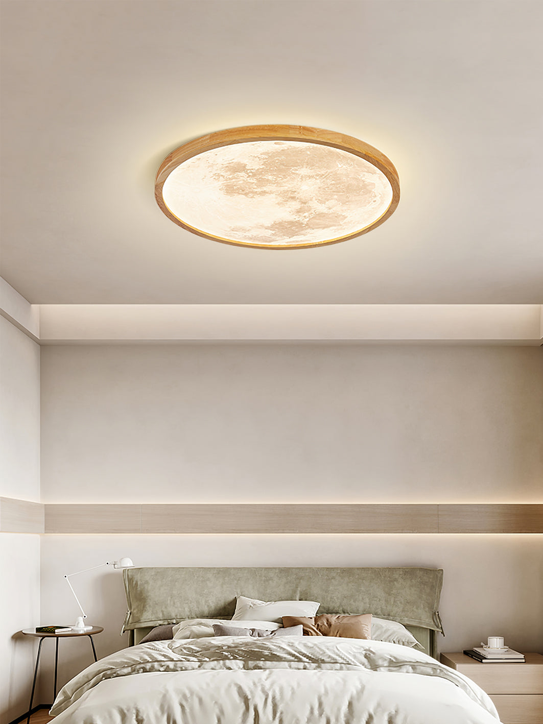 Wood Trim Round Ceiling Light