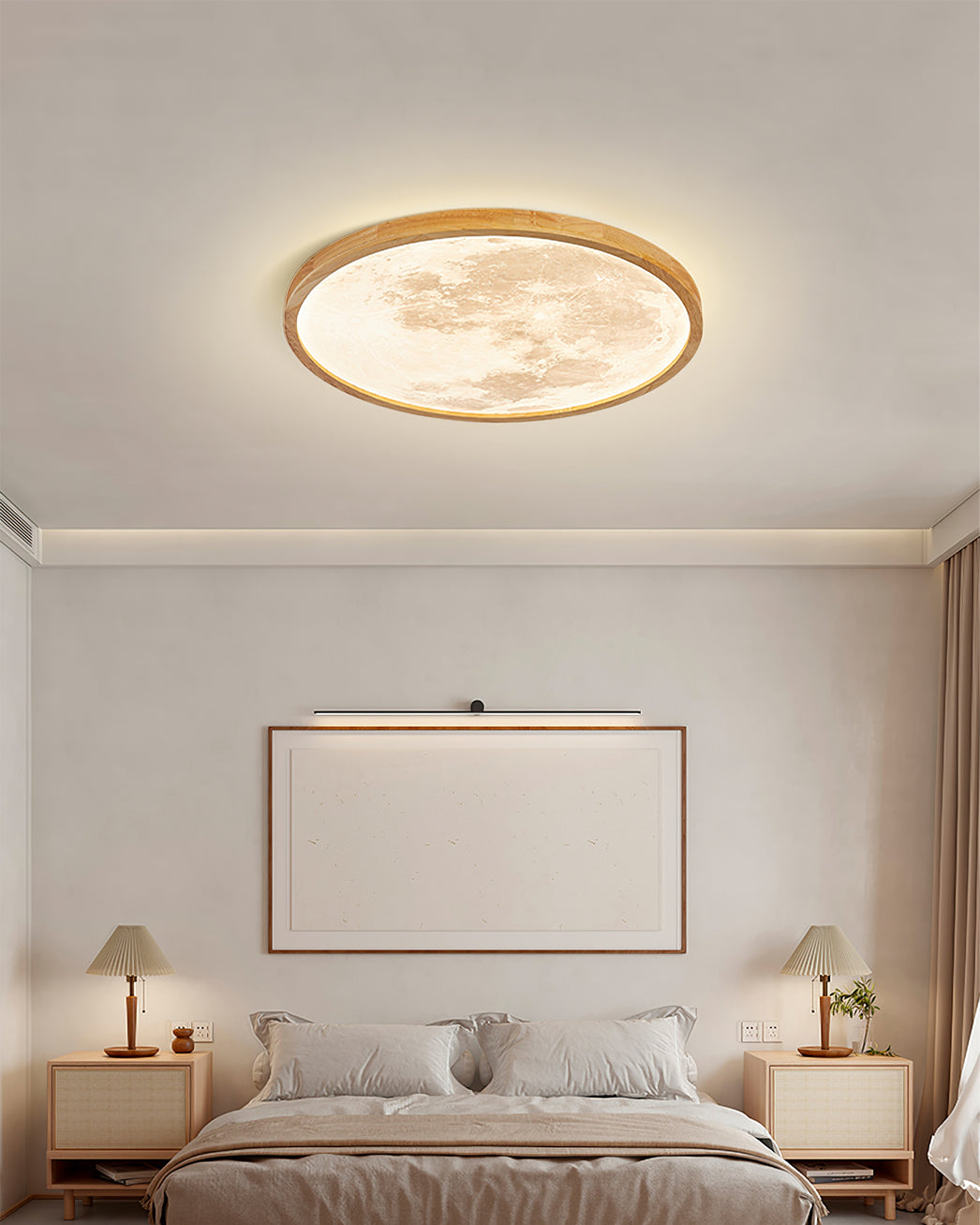 Wood Trim Round Ceiling Light