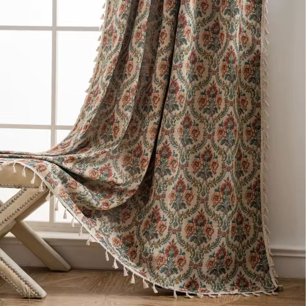 Vintage Floral Tapestry Curtain