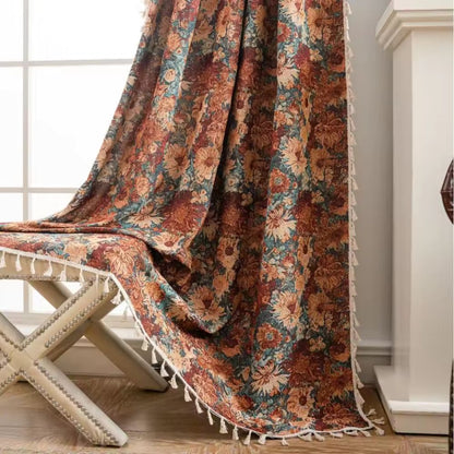 Vintage Floral Tapestry Curtain