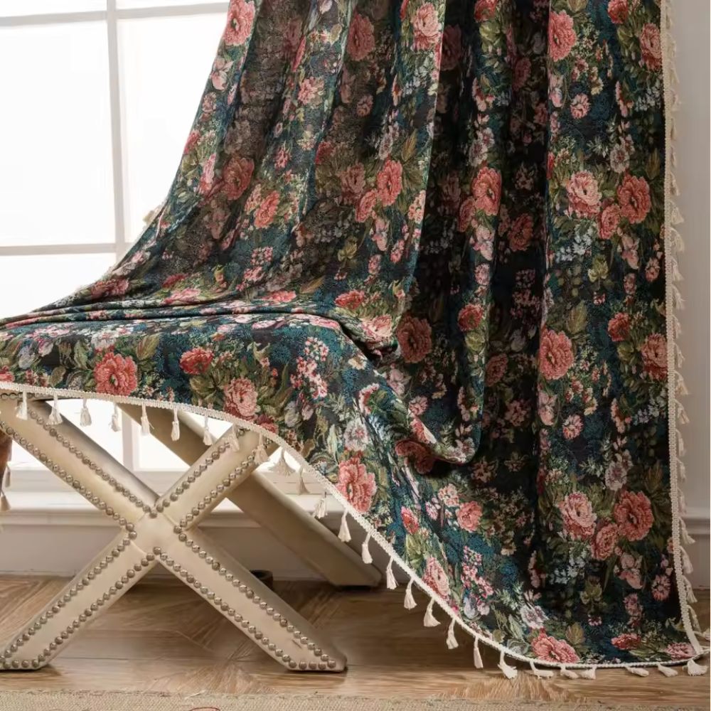 Vintage Floral Tapestry Curtain