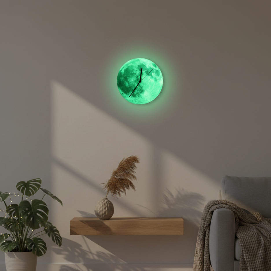 Moon Wall Clock | Glow in the Dark Realistic Lunar Design