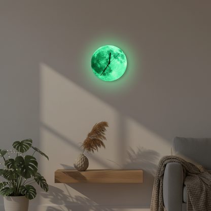 Moon Wall Clock | Glow in the Dark Realistic Lunar Design