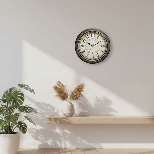 Rustic Wood Wall Clock | Vintage Antique Style 30cm Timepiece