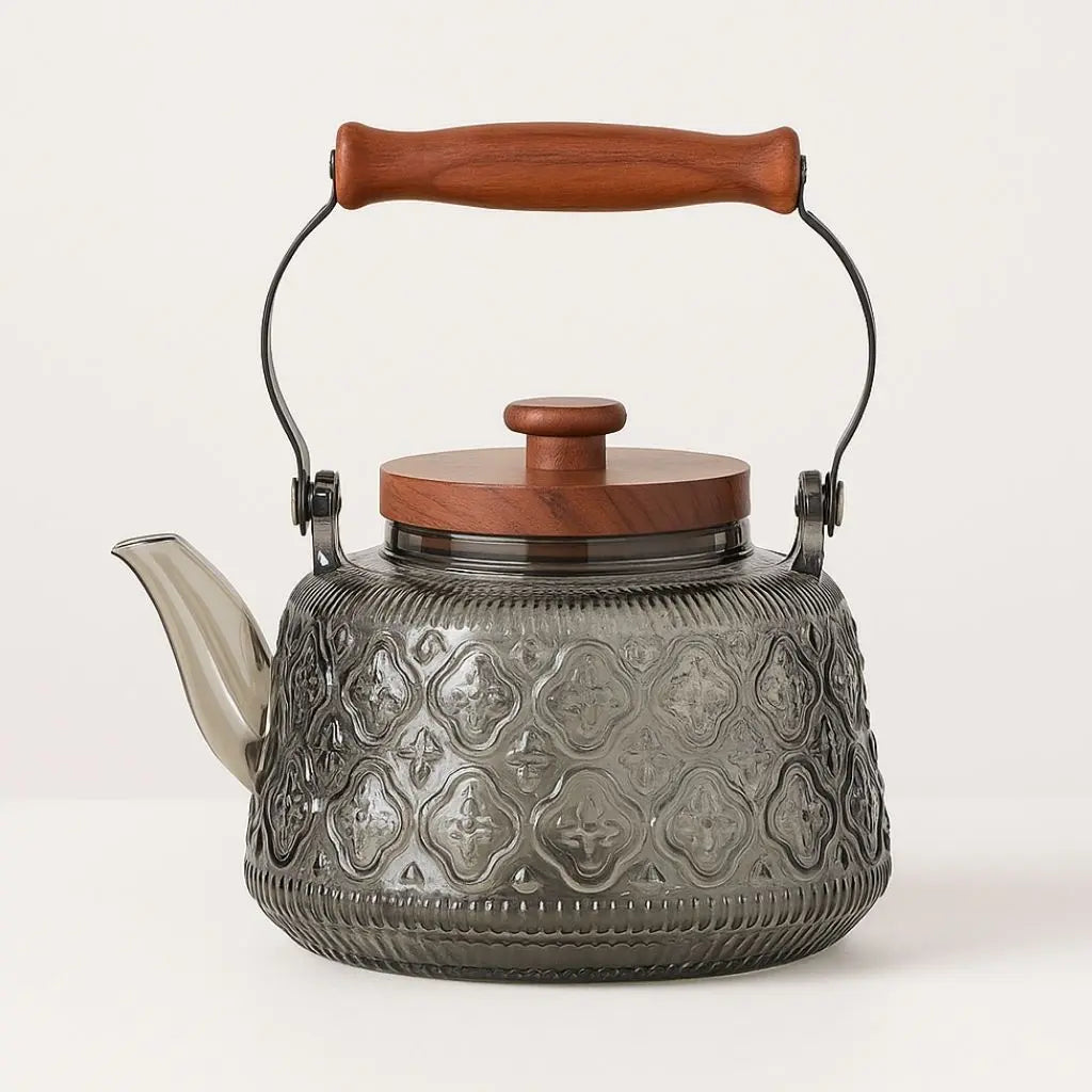 Glass Teapot with Infuser and Wooden Handle