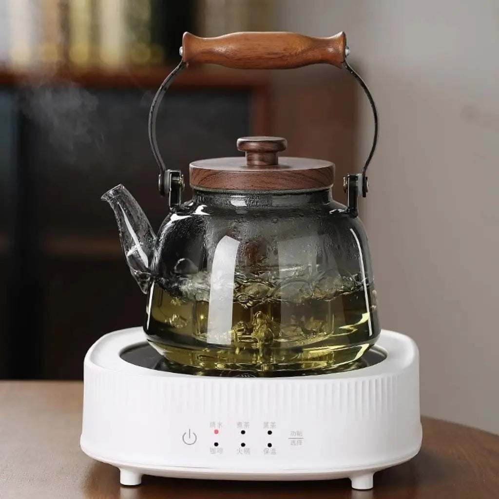 Glass Teapot with Infuser and Wooden Handle