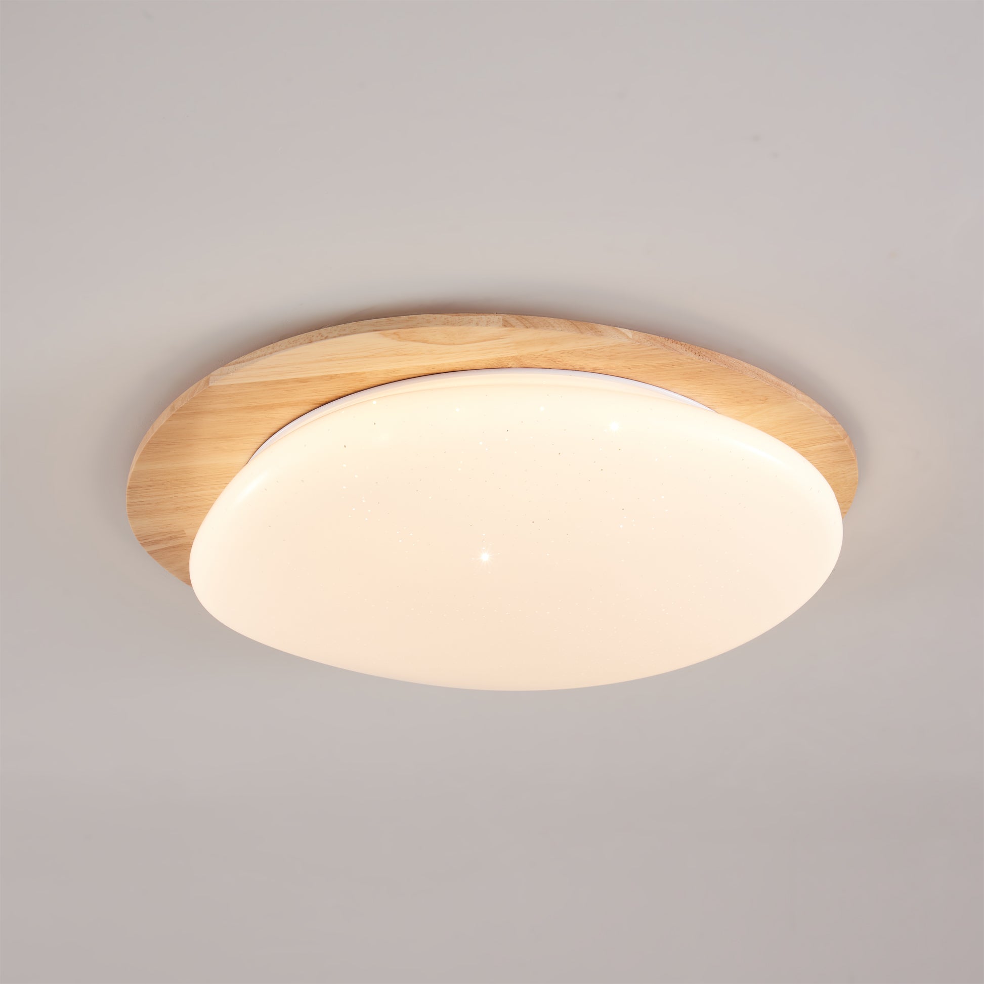 Wood Trim Flush Mount Ceiling Light
