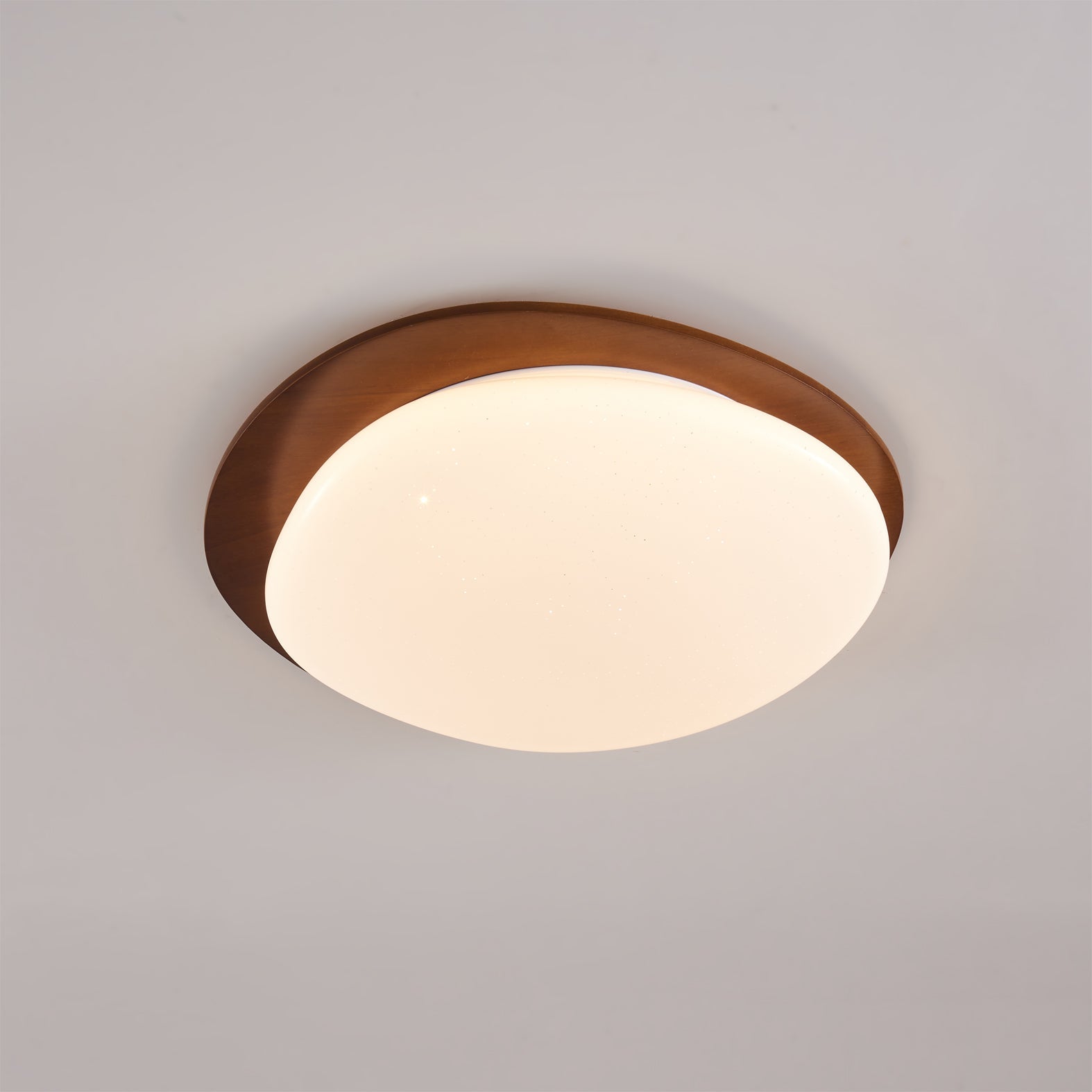 Wood Trim Flush Mount Ceiling Light