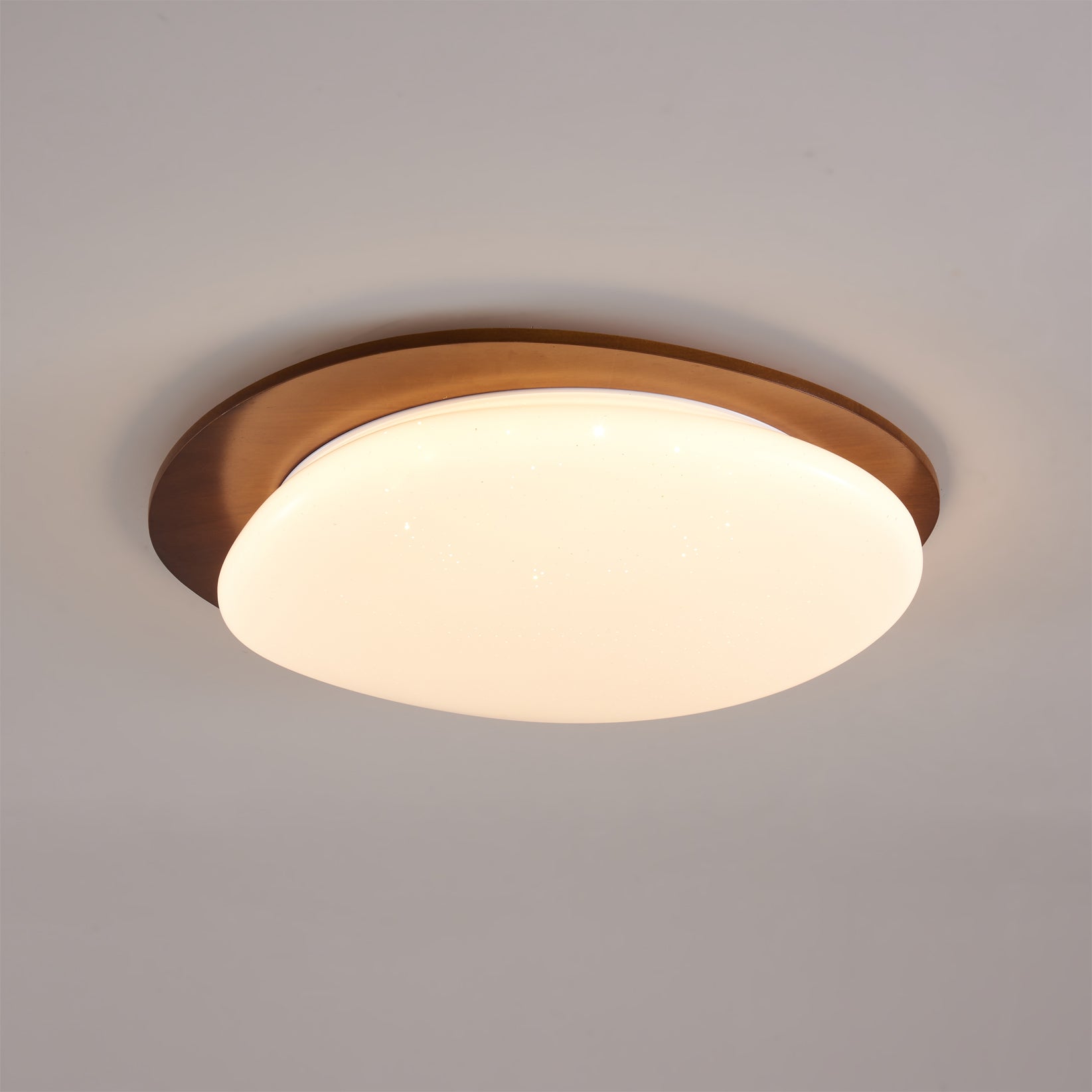 Wood Trim Flush Mount Ceiling Light