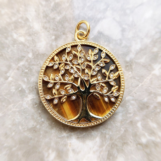 Norse World Tree Wood Inlay Amulet Necklace – 925 Sterling Silver