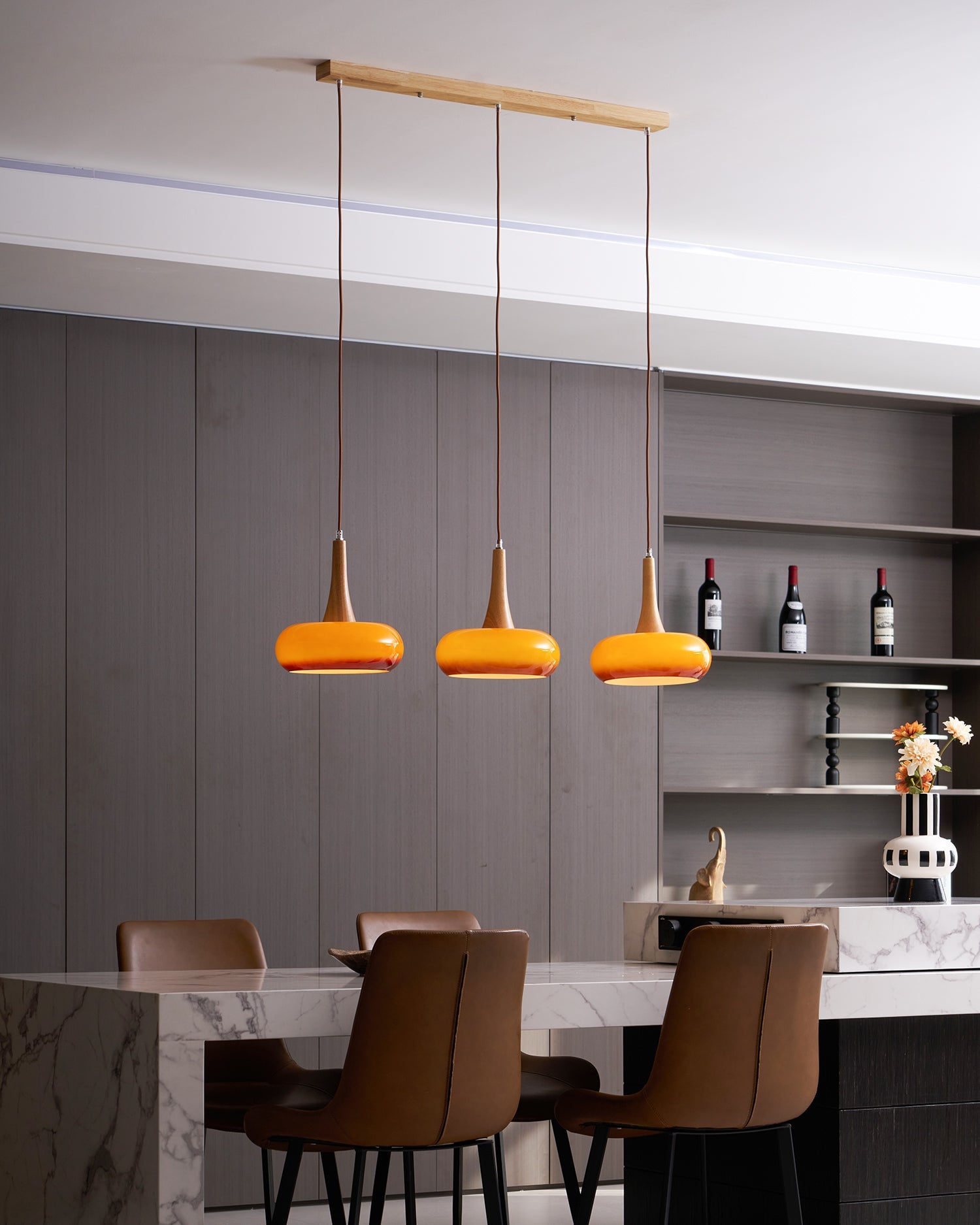 Amber Dome Pendant Lighting