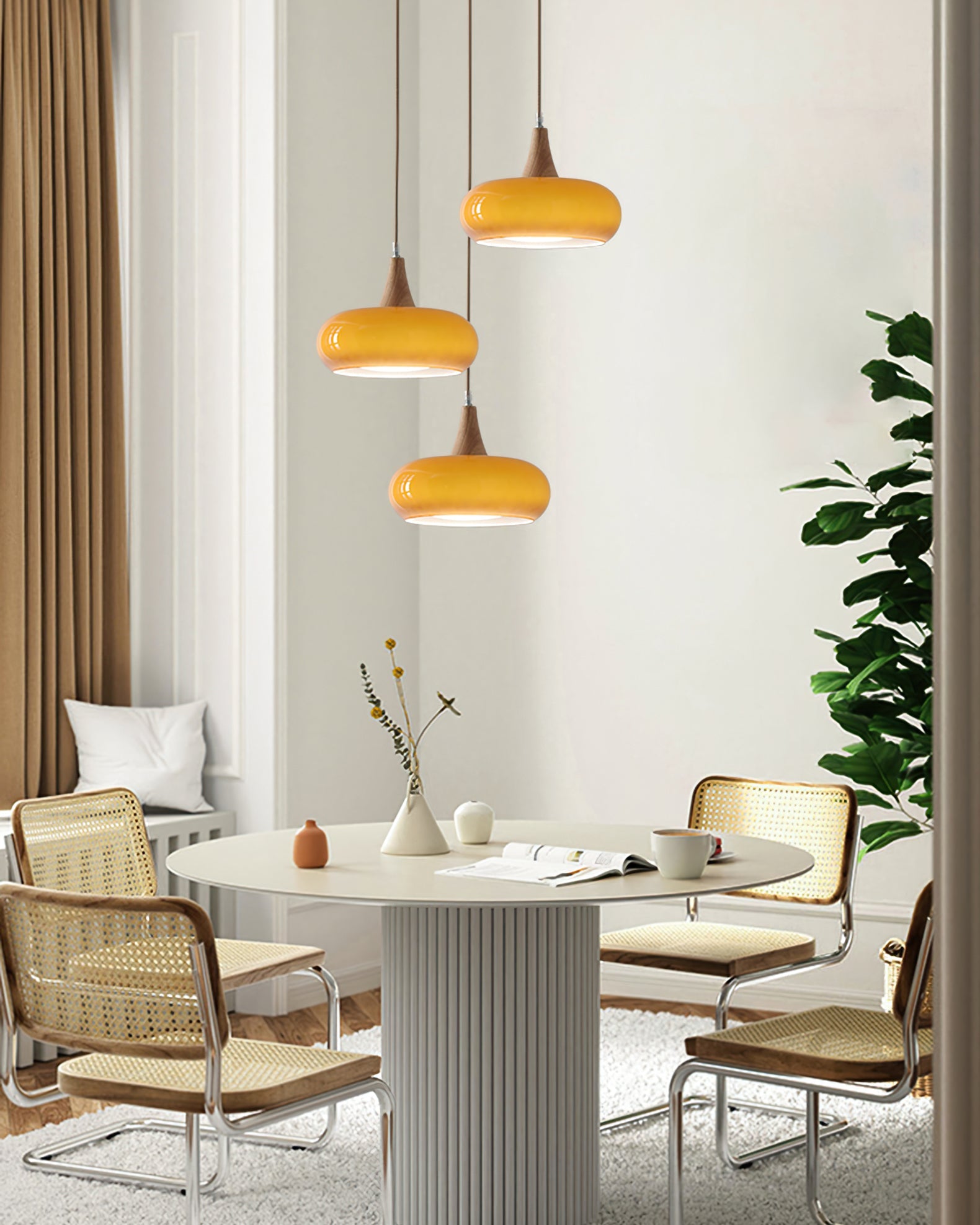 Amber Dome Pendant Lighting