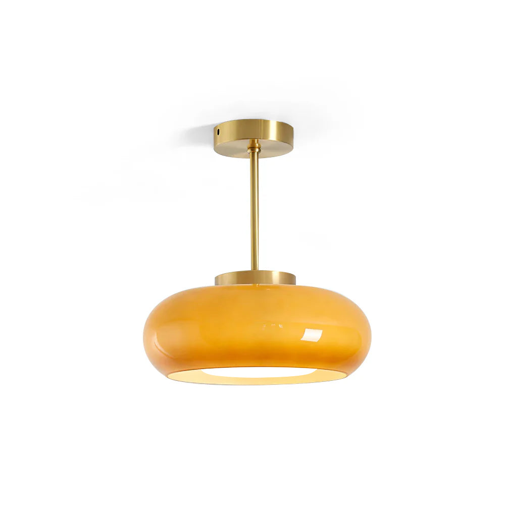 Amber Glass Semi Flush Ceiling Light