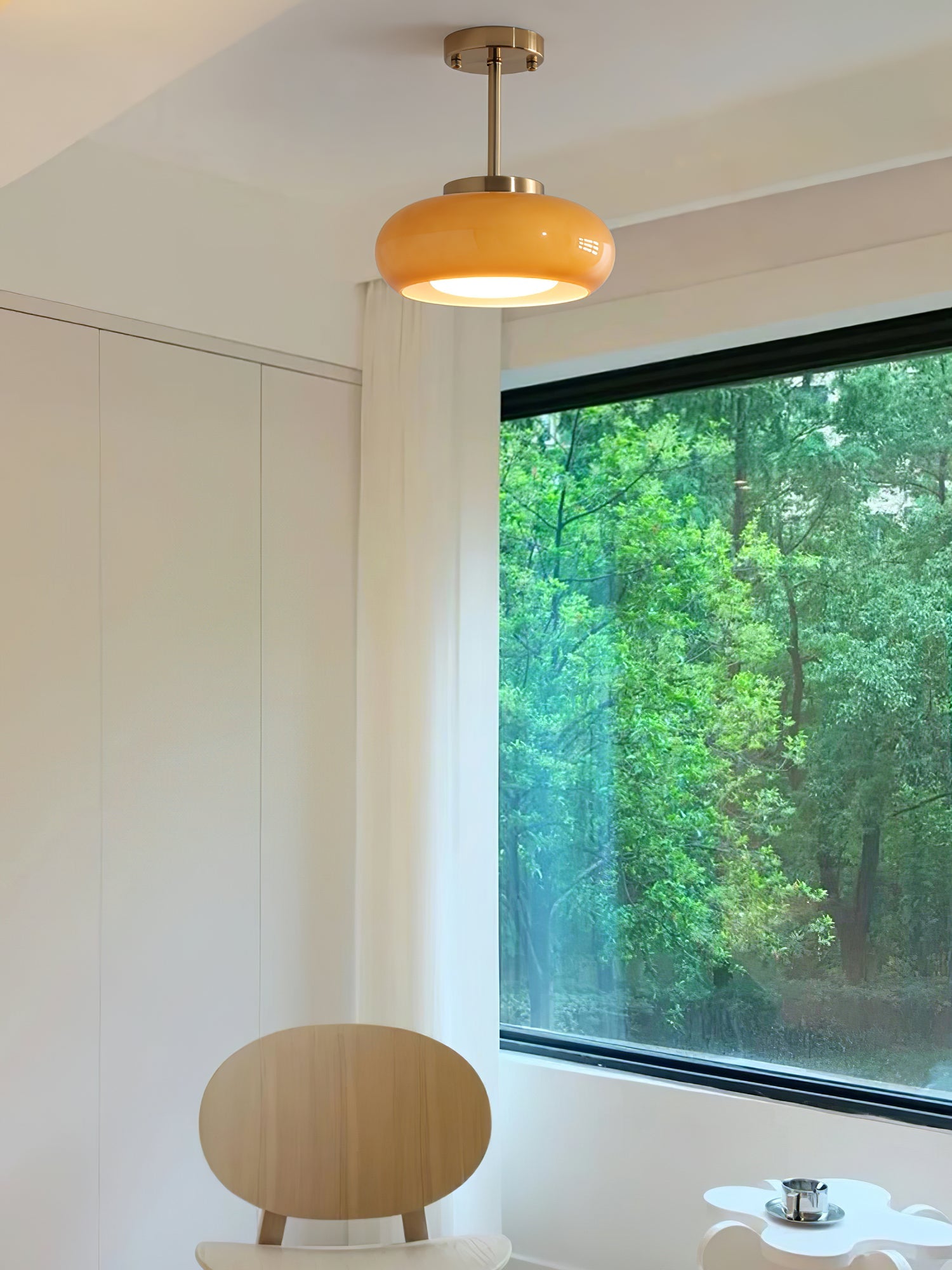 Amber Glass Semi Flush Ceiling Light