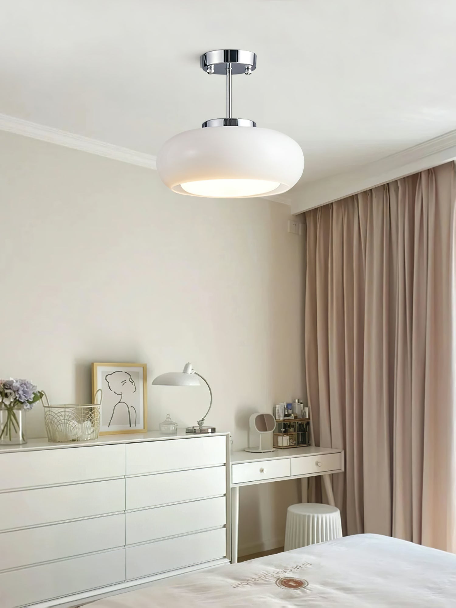 Amber Glass Semi Flush Ceiling Light